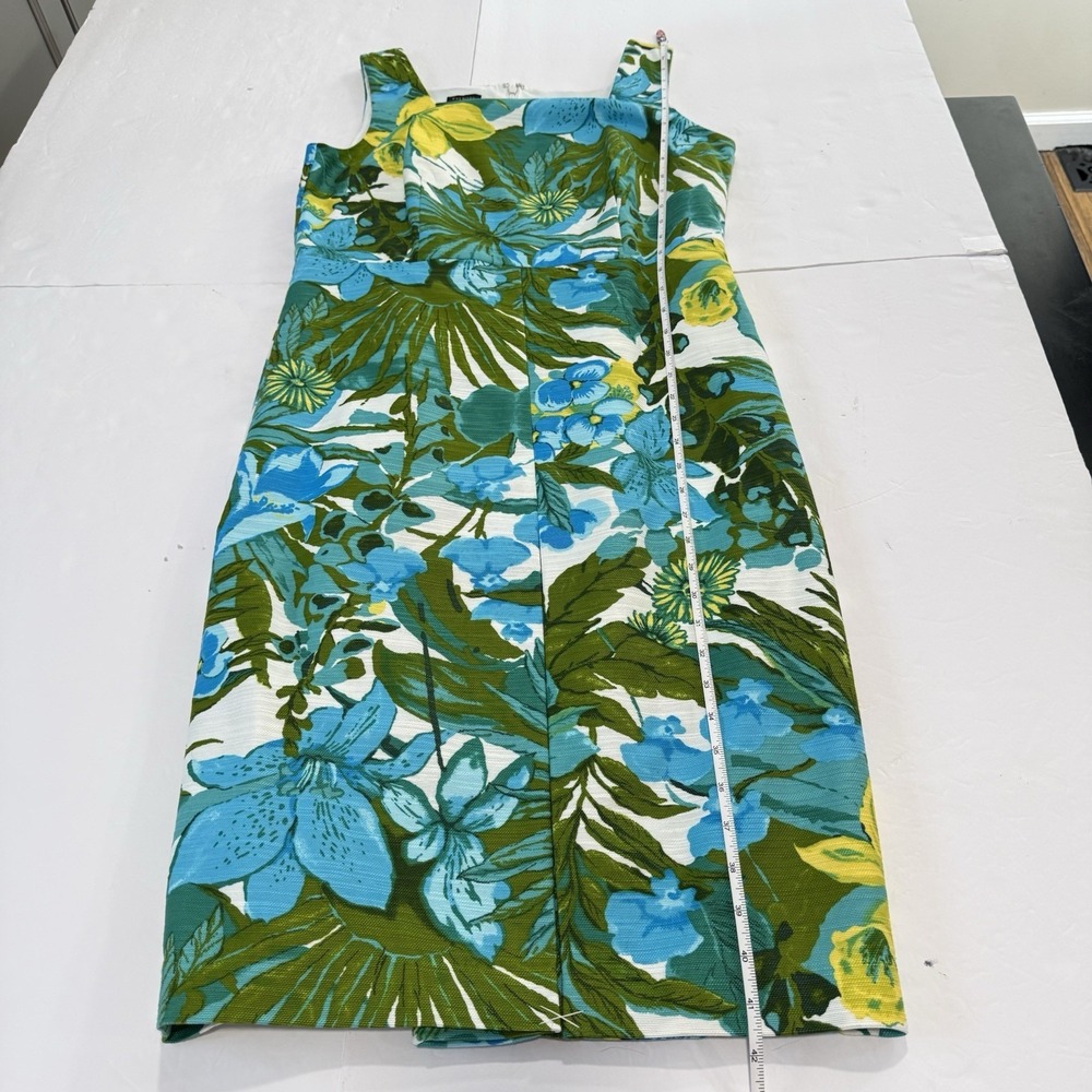Talbots Retro Tropical Floral Textured Cotton Sleeveless Sheath Dress Size 10 - Picture 9 of 11